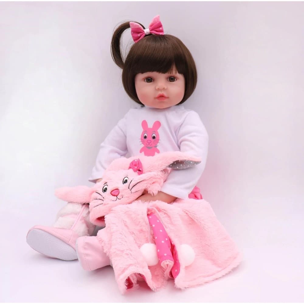 Bebê Boneca Realista Reborn Silicone Coelha - Corpo em Silicone