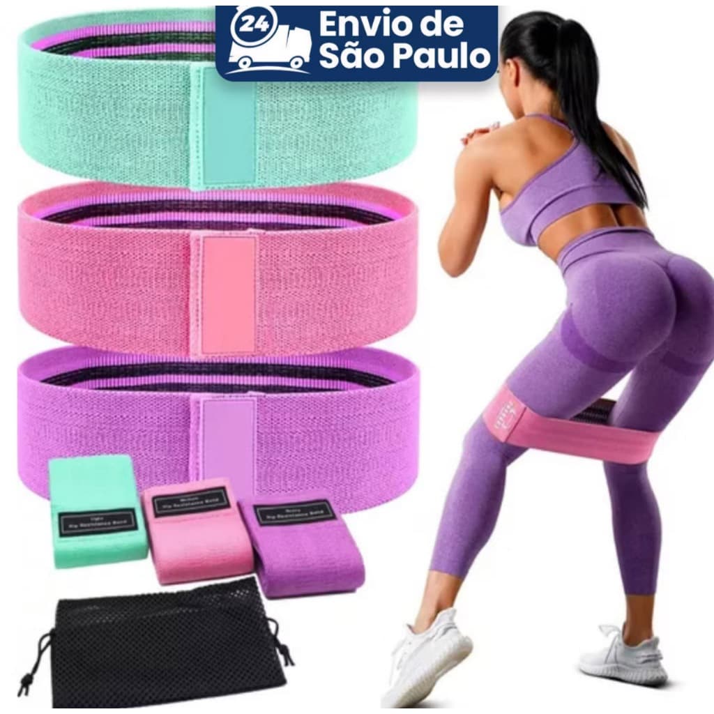 Kit 3 Faixas Elásticas Para Treino de Exercício Super Bands Academia Extensor Hip Bands