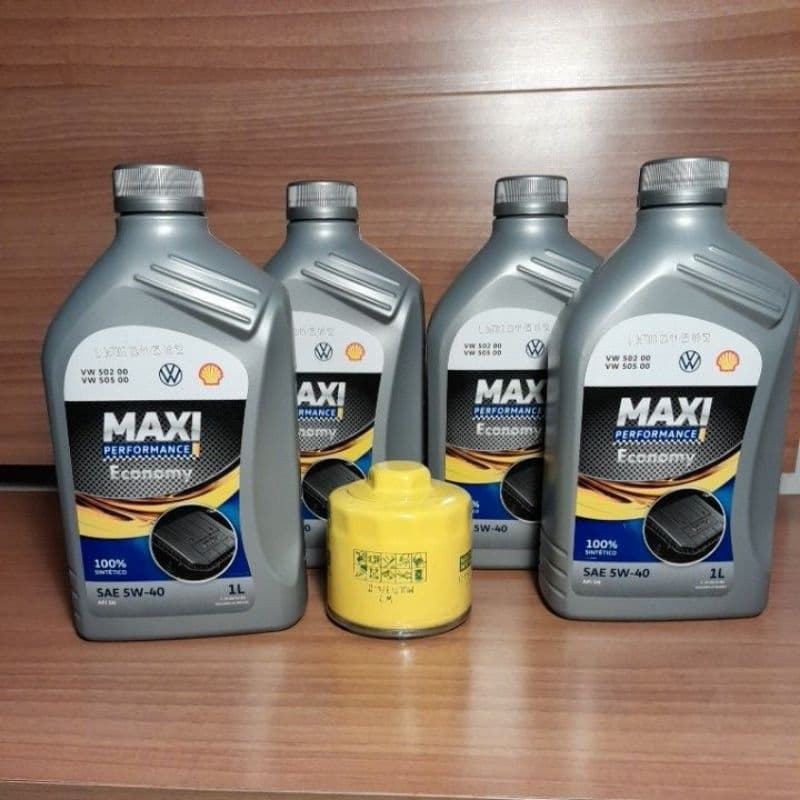 Kit Oleo De Motor Volkswagen Original 502  505 maxi Shell 5w40 API-SN 100% Sintético 4 LITROS DE OLEO E FITRO de OLEO
