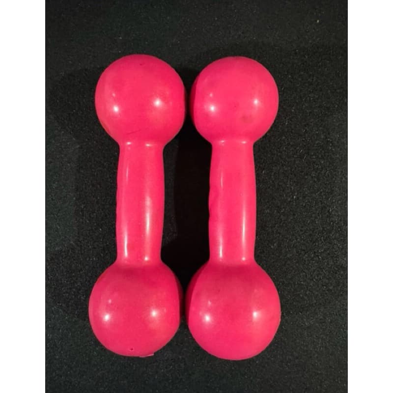 Par de halteres 2kg emborrachado rosa (leve defeito)
