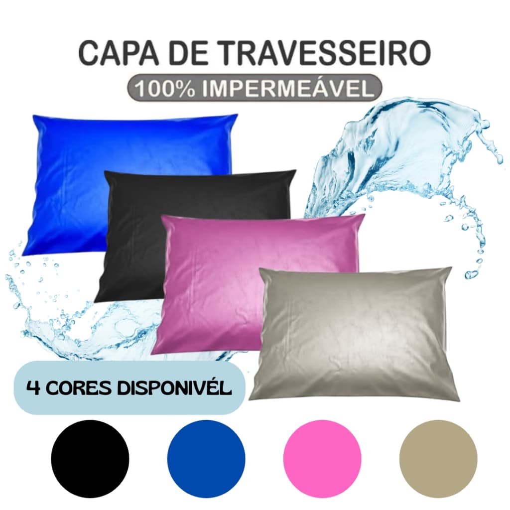 Capas Protetora Travesseiro Impermeável 50x70cm Com Zíper 4 Cores