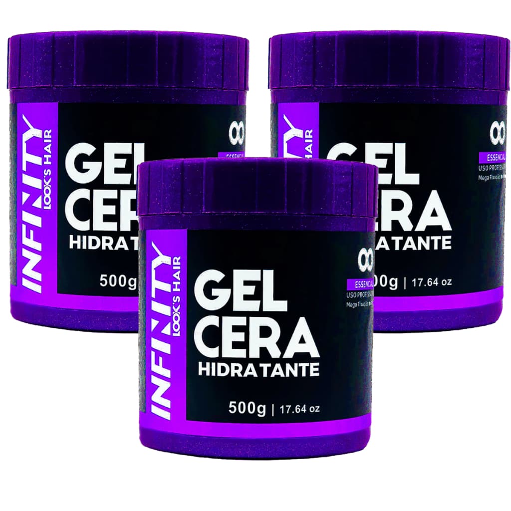 Kit 3x Gel Cera Capilar Masculino Infinity 500g 💇‍♂️ Fixação Flexível e Hidratação para Penteados Perfeitos!