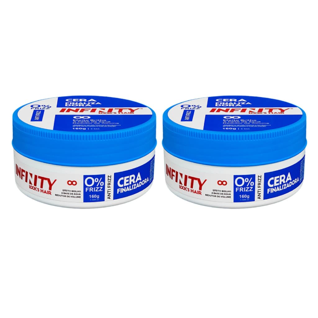 Kit 2x Cera Modeladora 160g  Incolor Azul Infinity | Anti Frizz | Alta Fixação | Efeto Brilho