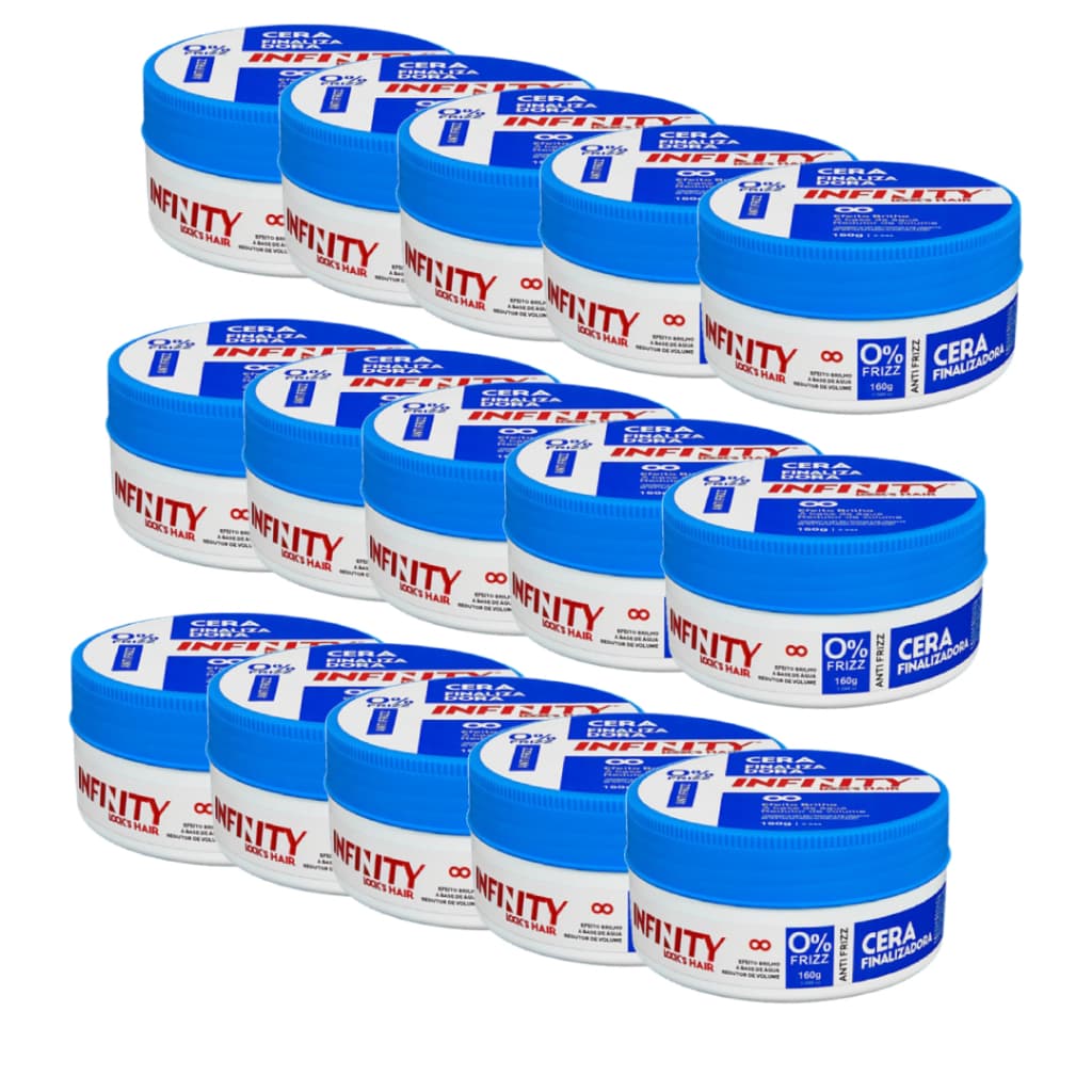 Kit 15x Cera Modeladora 160g  Incolor Azul Infinity | Anti Frizz | Alta Fixação | Efeto Brilho