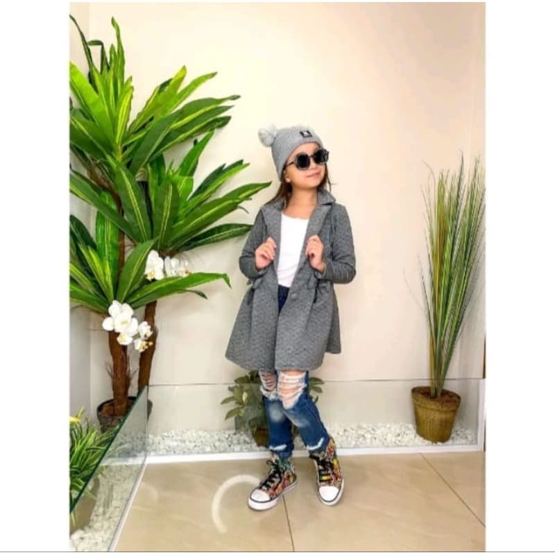 Casaco Infantil Menina Sobretudo Jaqueta Matelasse 3D Blusa De Frio Luxo Quente Inverno