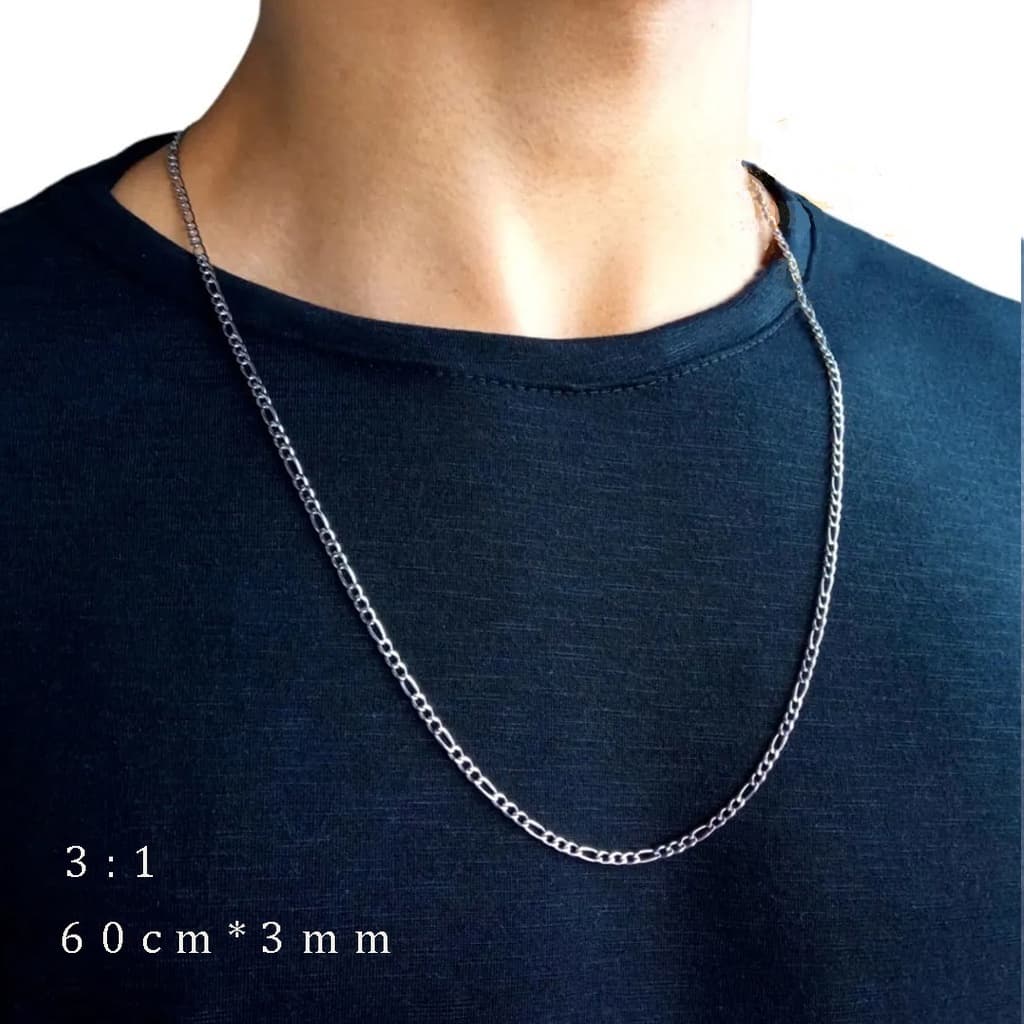 Colar de aço inoxidável de 60 cm, elegante e versátil, fino 1:3, para homens e mulheres
