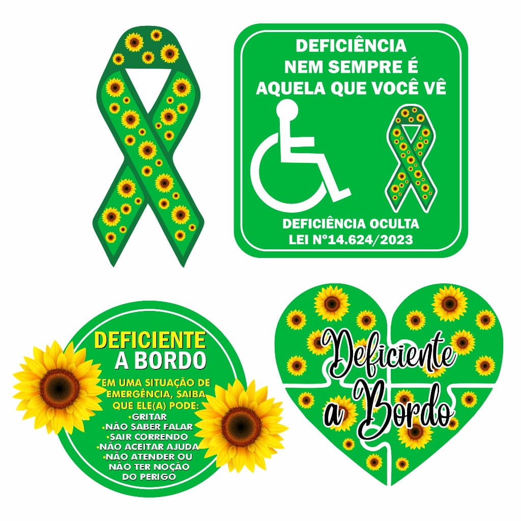 ADESIVO GIRASSOL PARA CARRO DEFICIÊNCIA OCULTA  - CARRO DEFICIENTE
