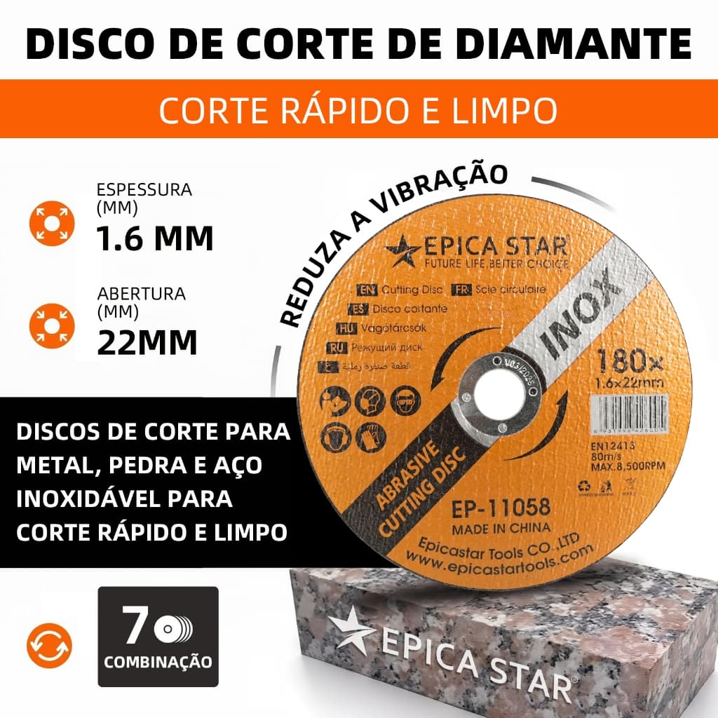 Discos de corte para lixadeiras 115/125/180/230/355 mm - Vários modelos de tamanhos de discos de lixa