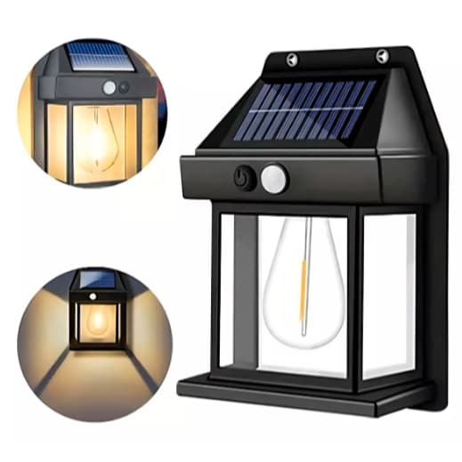 Luminária Luatek LKY-0041 com Placa Solar Inteligente Externa a Prova D'agua Preto Luz Amarelo 110V