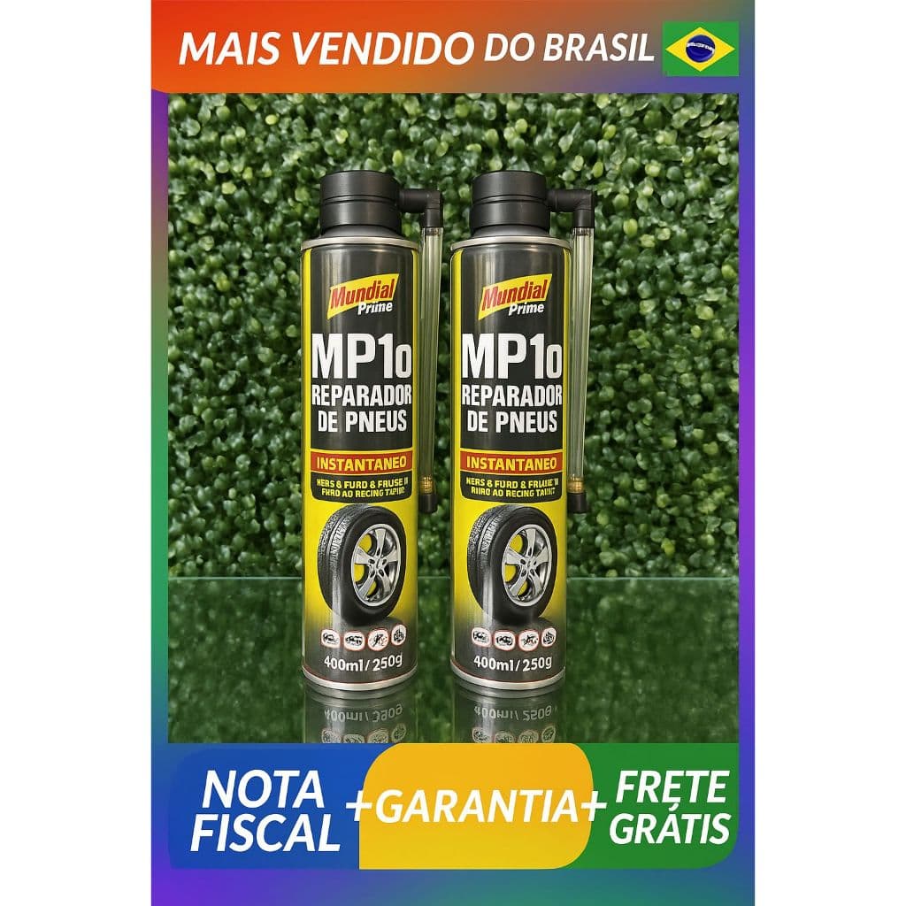 KIT Reparador De Pneu Furado Spray Instantâneo Mp10 400ml com 2 un