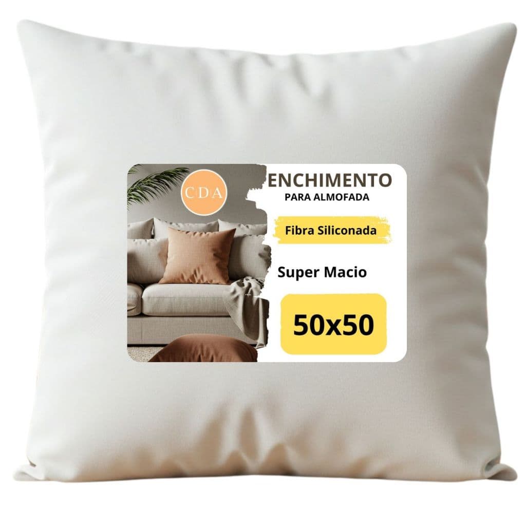 Refil Enchimento para Almofada Quadrada Fibra Silicone 50x50cm Ideal para Capas 45x45cm