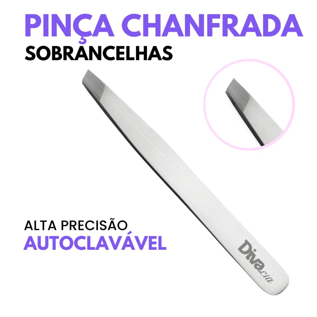Kit Pinças Sobrancelhas Pinça Chanfrada, Agulha, Tesoura Sobrancelhas Alta Precisão Autoclavável