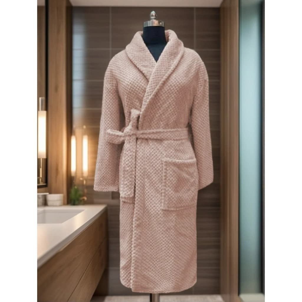 Roupão Tecido Fleece Toque Aveludado Com Bolso Adulto G Rosa
