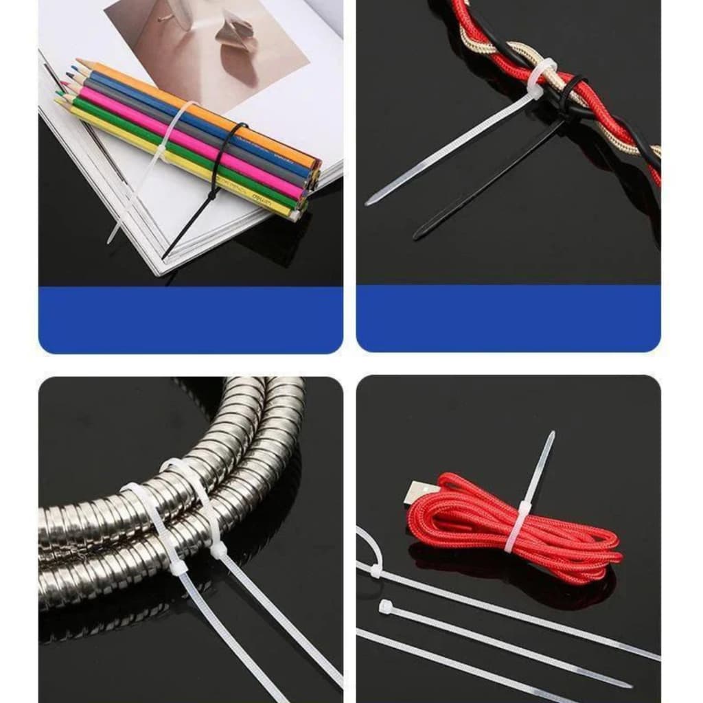 Kit 100 Cintas Plasticas Abracadeira Nylon Enforca Gato Preto/Branco - Várias Medidas
