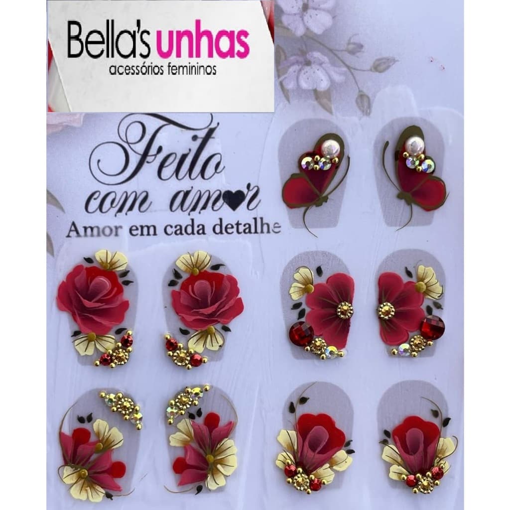 156 Adesivos de unhas 100 % Artesanal Pedrarias Jóias Unha Strass unha decorada feito a mão
