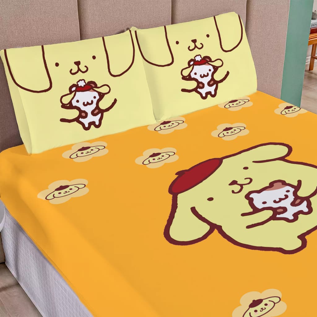 Kit lençol Casal Pompompurin 3 peças - Casal Solteiro Queen - kit lençol hello kitty