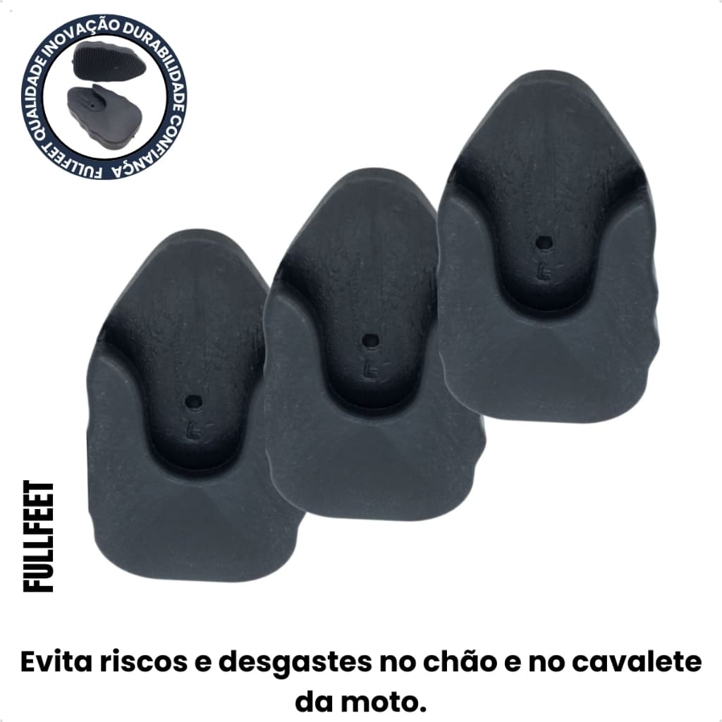 Kit 3 Protetores Cavalete Fixo Moto Borracha Anti Risco Piso Antiderrapante Lateral Proteção Suporte