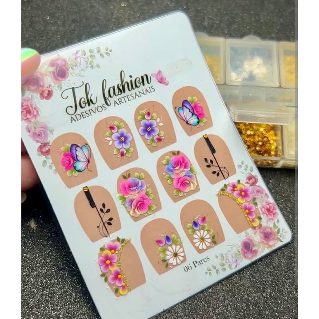 180 Adesivos Artesanais para Unhas, peliculas para unhas, adesivo artesanais, unh, joias, pedrarias