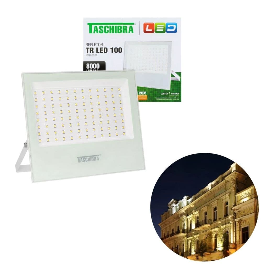 Refletor Led Holofote Taschibra 100w Branco Luz Quente Cor da luz 3000K - 110V/220V