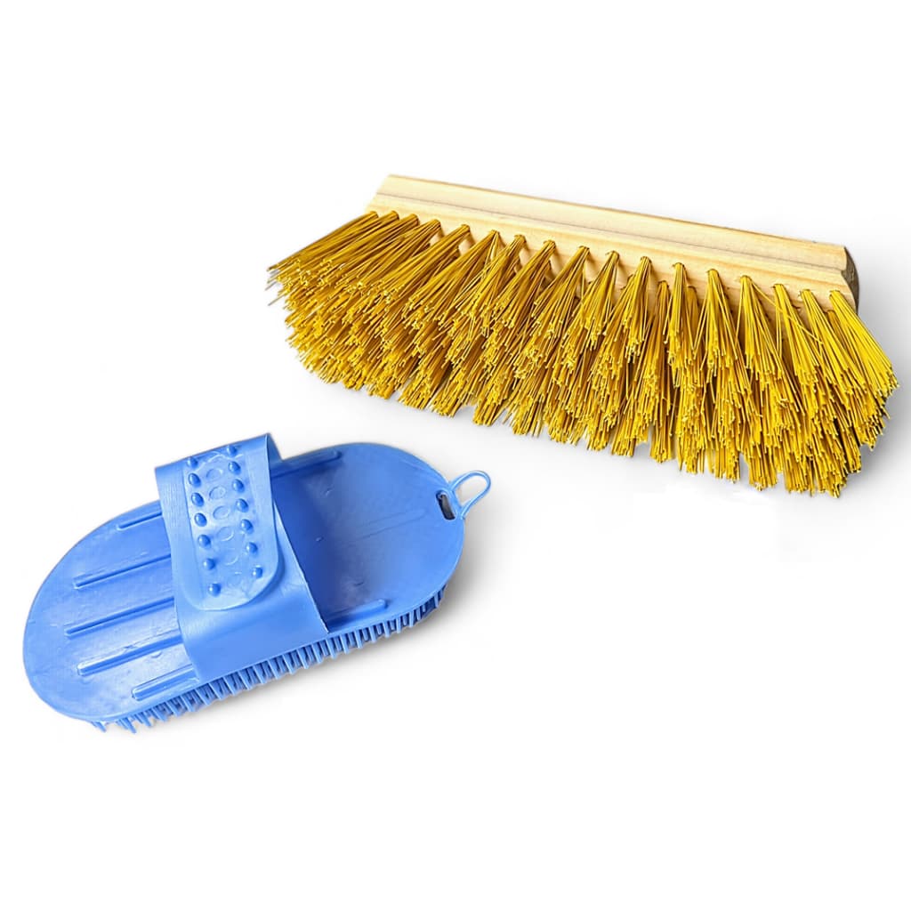 Kit Limpeza Escovão + Escova Rígida Para Cavalo E Similares