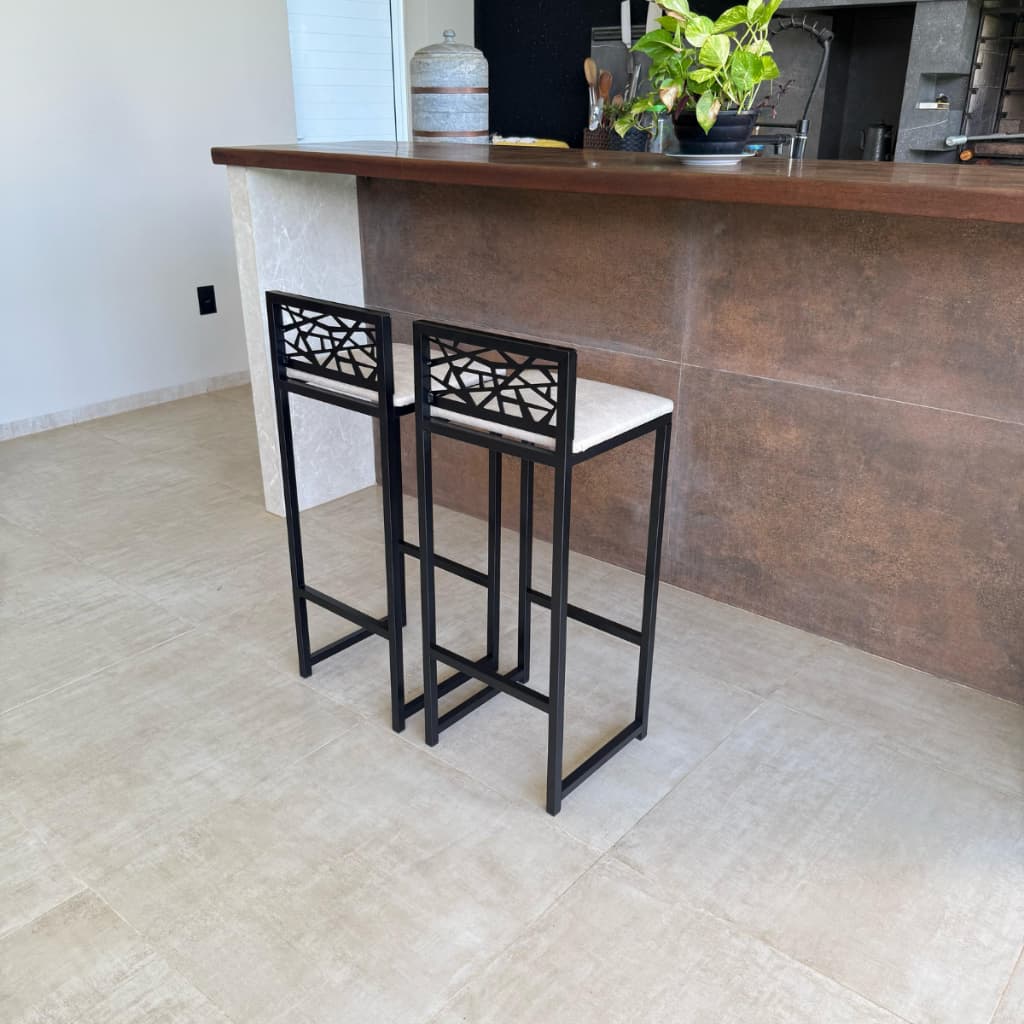 Kit 2 Banqueta Alta/Baixa Quadrada Estilo Industrial Moderno Para Balcão Bar Restaurante