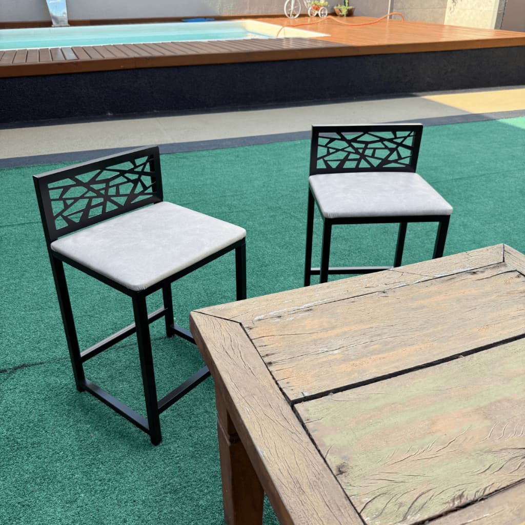Kit 2 Banqueta Baixa/Alta Estilo Industrial Quadrada Decoração Casa Cozinha Moderna Promoção