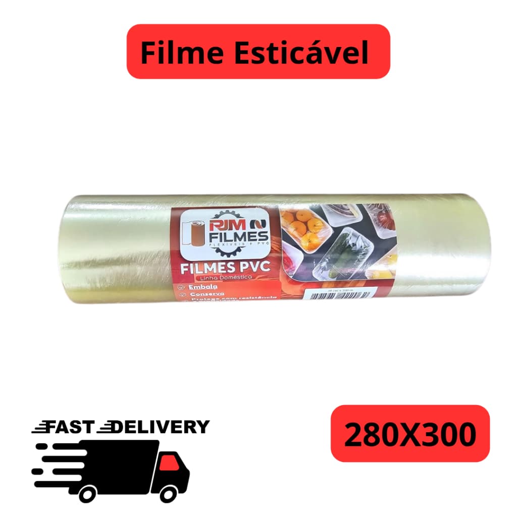 Bobina Filme Plástico Esticável p/ Alimento - Alta Qualidade 28cm X 300m
