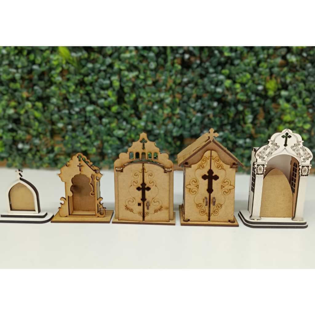 Mini Capelinha Oratório em MDF – Decoração Religiosa Artesanal para Santos e Imagens