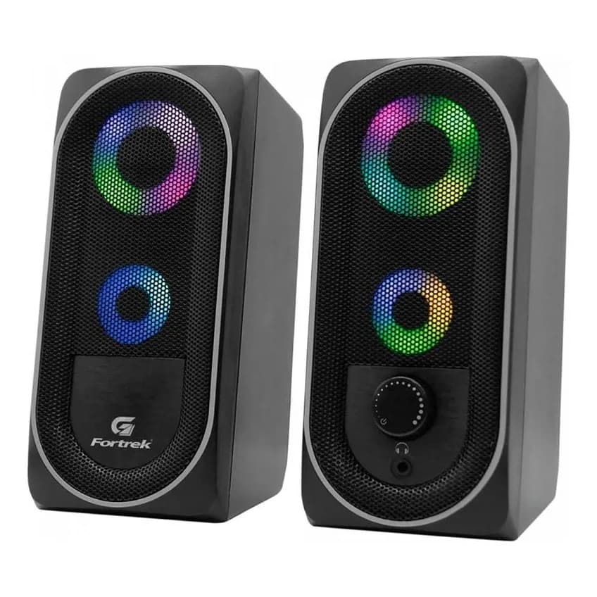 Caixa De Som Gamer Multimídia Fortrek Black Hawk Rgb Preta