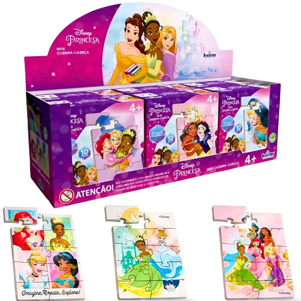 Quebra Cabeça com 1/6 Modelos Princesas Mini Quebra Cabeça Lembrancinha Para Festa- Menina