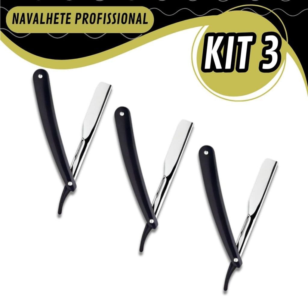 Kit 3 Navalha Para Barbearia e Salão de Beleza Acabemento Pezinho e Cabelo Profissional