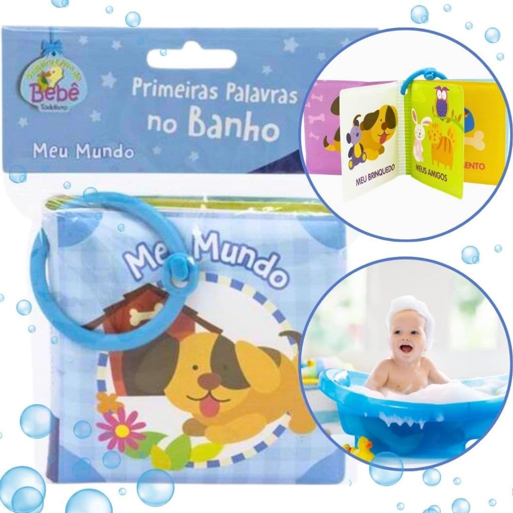 Livro de Banho P/ Bebês Primeiras Palavras Meu Mundo Ajuda No Contraste Impermeável Todolivro