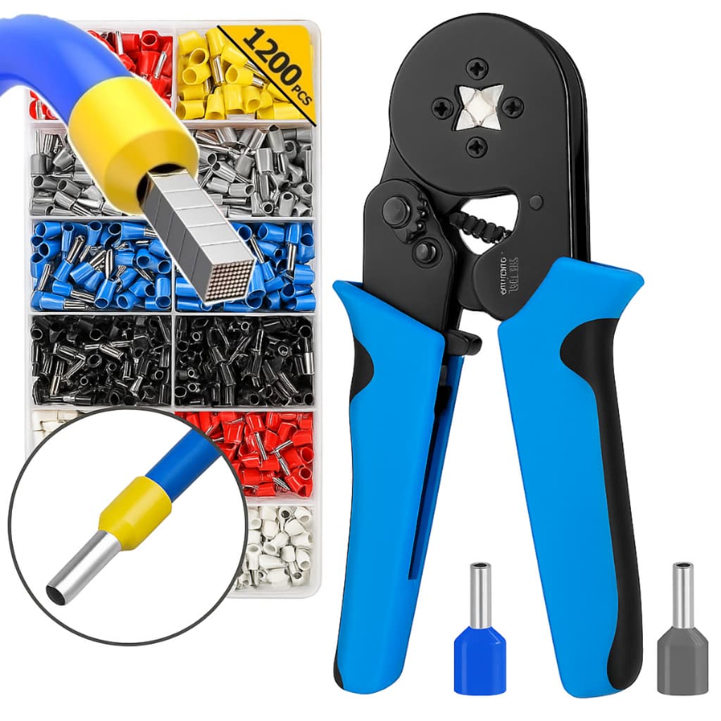 Ferramenta De Crimpar Terminal Tubular Elétricos HSC8 6-4A 0.25-10mm + 1200 ilhósTerminais