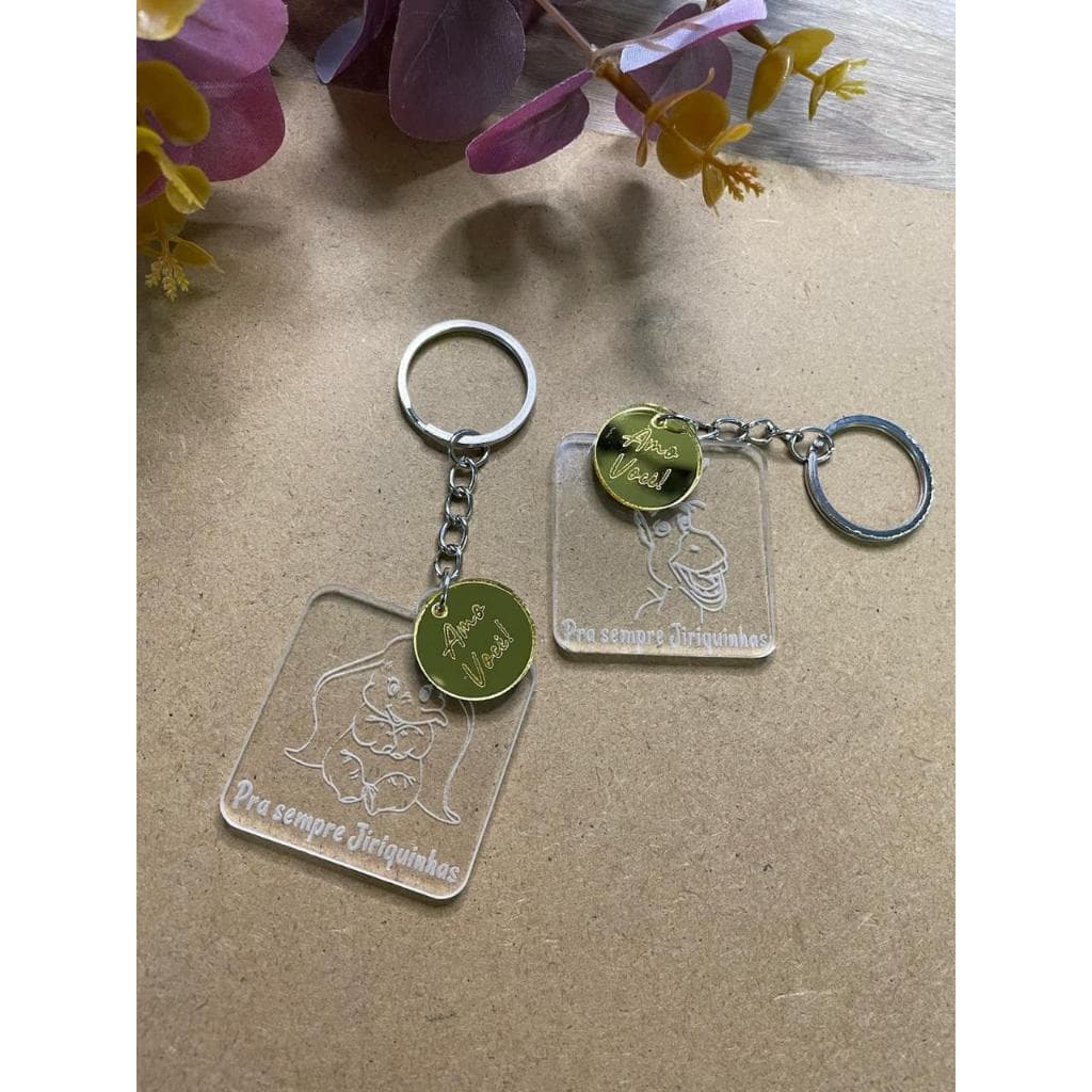 KIt Chaveiro Personalizado em Acrílico Transparente com Detalhe Espelhado