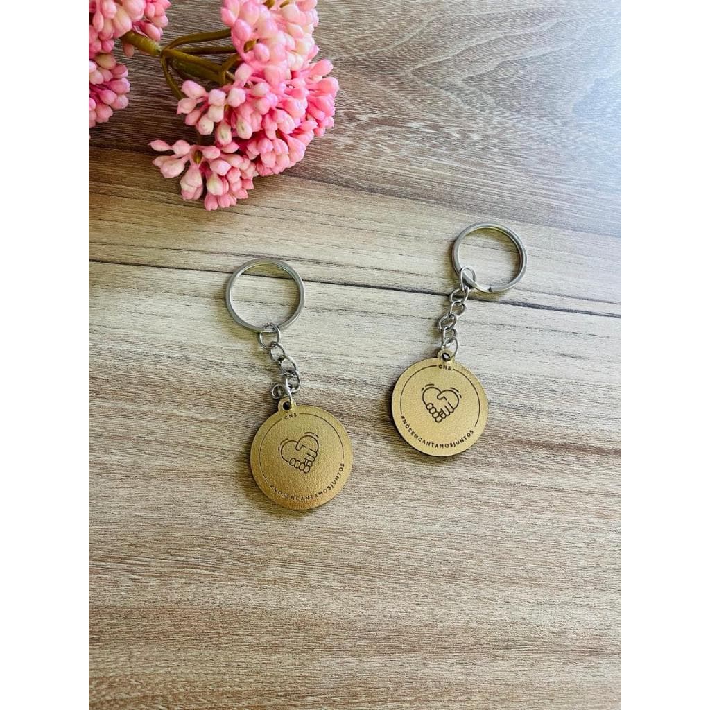 Kit Chaveiro Personalizado em Courino Dourado