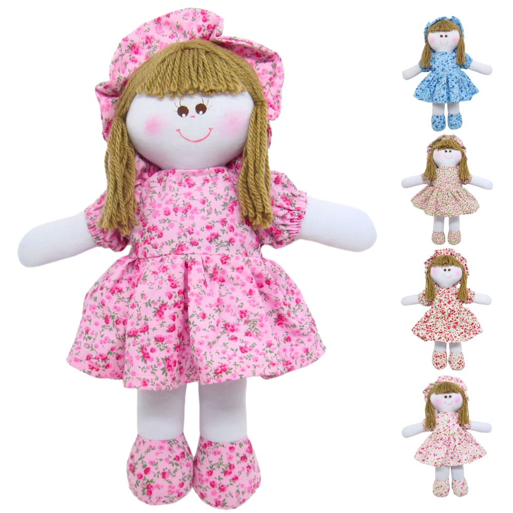 Boneca De Pano Artesanal Com Vestido 30cm - Estampa Sortida - Antialérgica