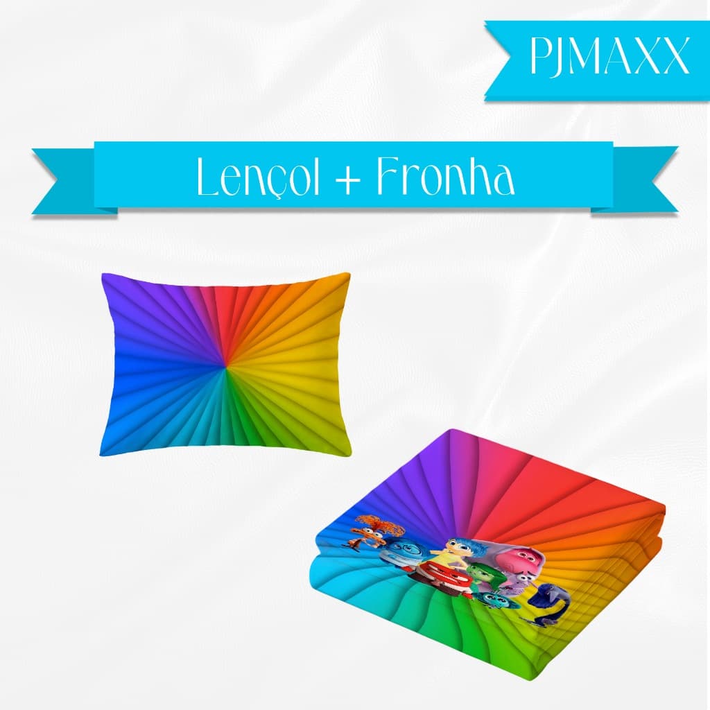 Jogo de Cama Infantil Lençol e Fronha Tema Divertidamente Colorido Infantil