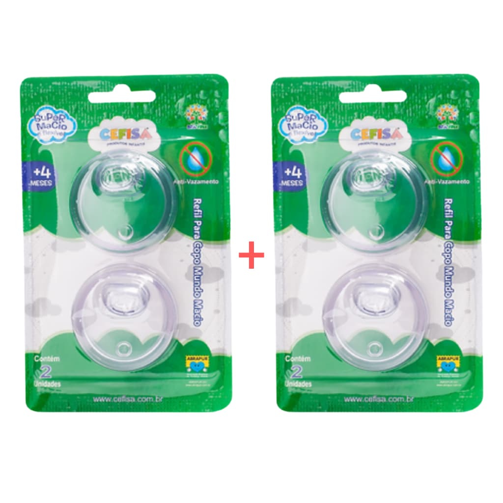 Bico Refil Para o Copo Treinamento Mundo Macio Cefisa KIT COM 4 Unidades