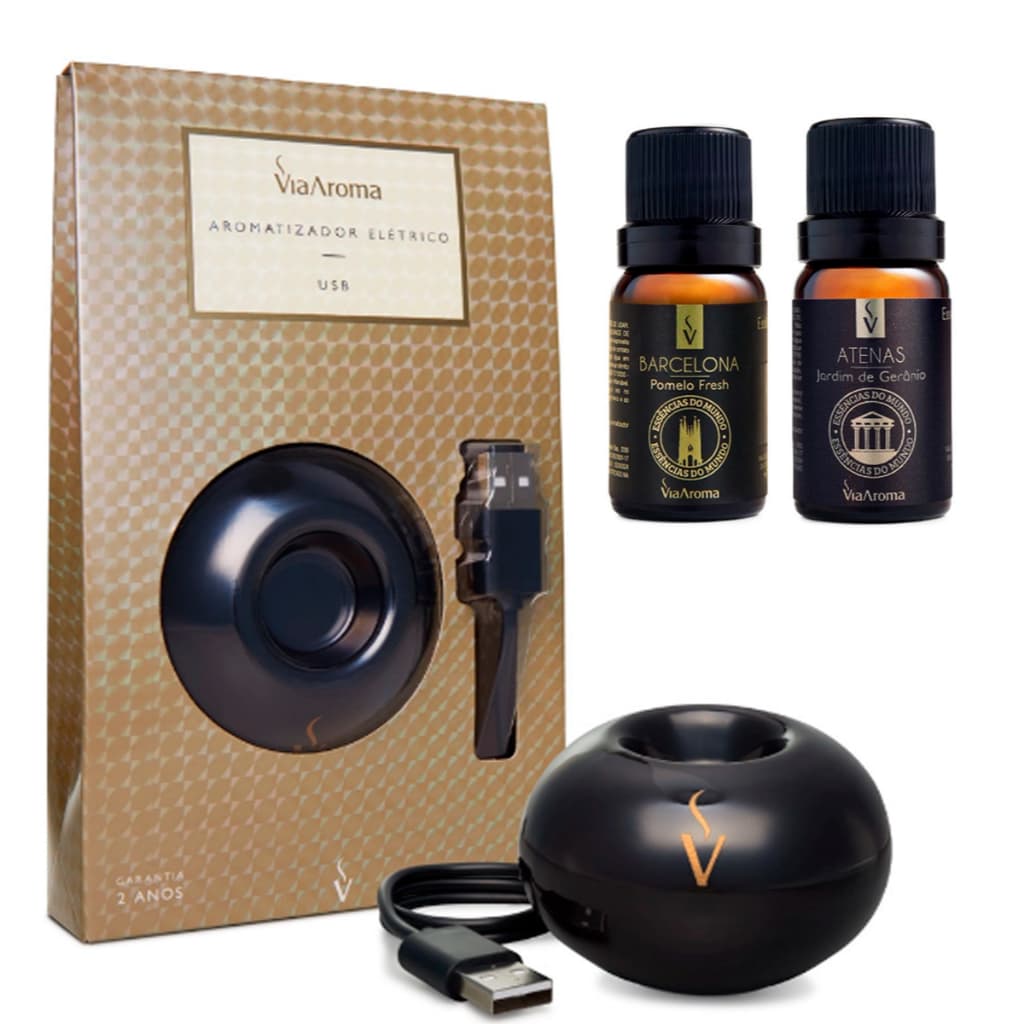 Aromatizador Elétrico Usb Porcelana Via Aroma Original + Essencia