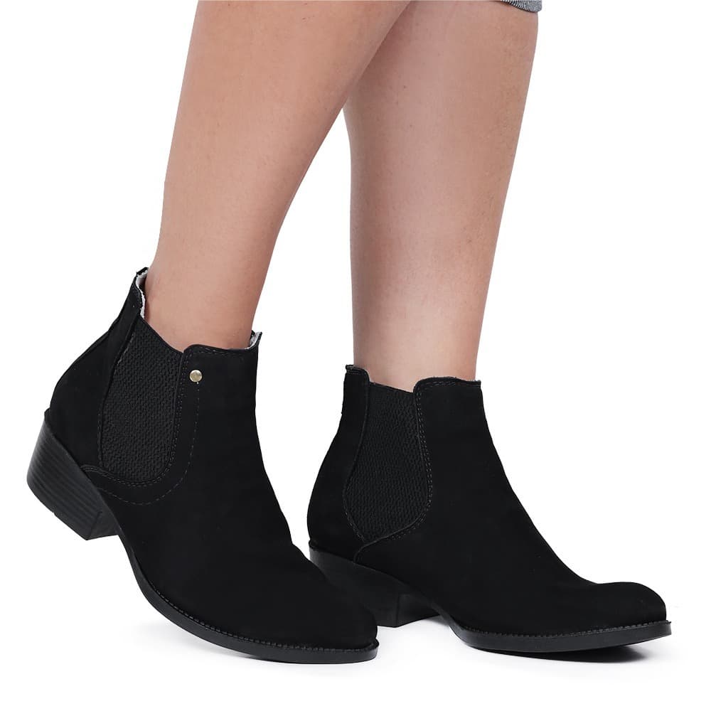 Bota Botinha Couro Nobuck Country Feminina