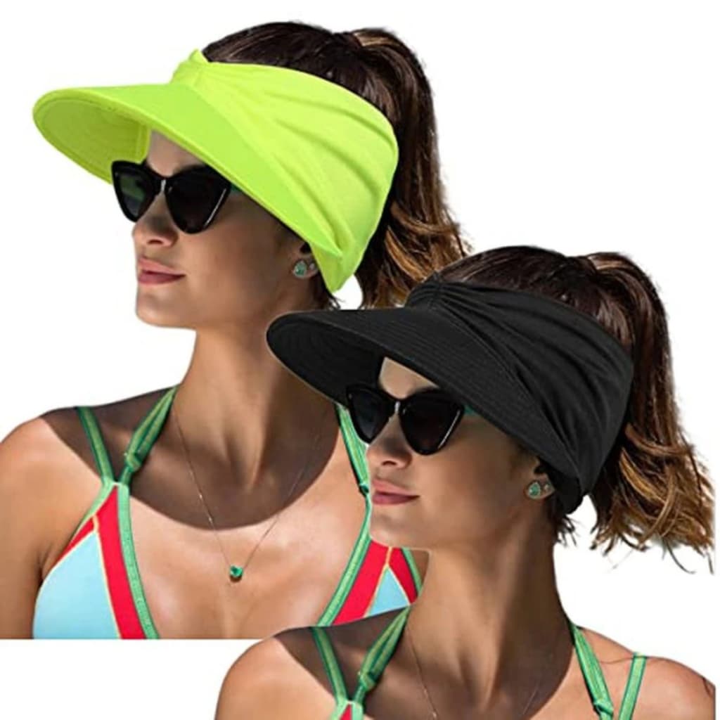 Viseira Turbante de Praia Chapéu Feminino De Piscina Dupla Face Esportiva Caminhada Promoção