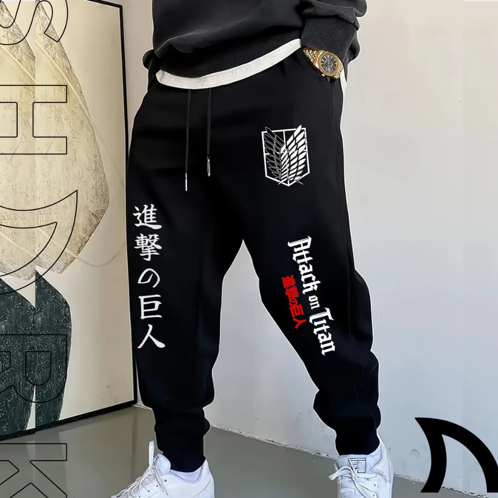 Calça Moletom Inverno Estilosa Attack On Titan Anime Manga Estilo Geek Esportivo Treino Escola Casual Algodao Aveudado