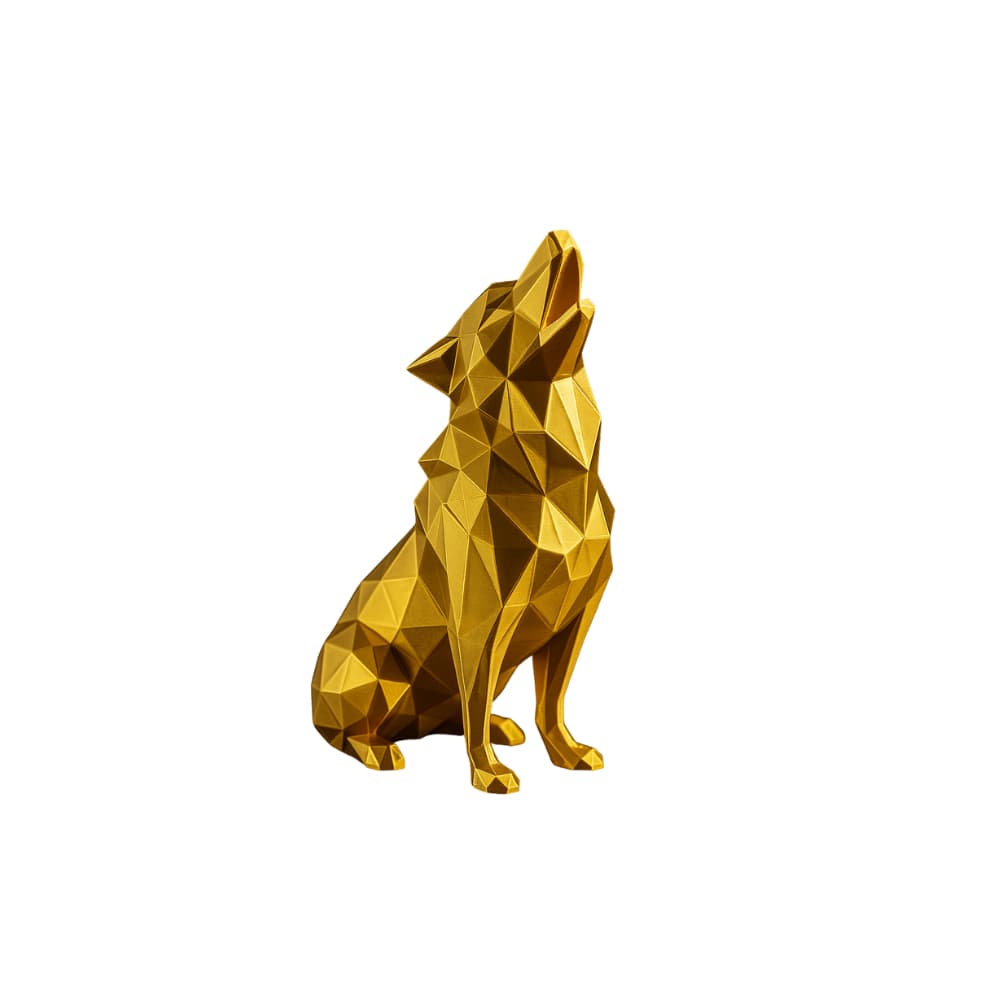 Lobo Geométrico Decorativo Impressão 3d Dourado