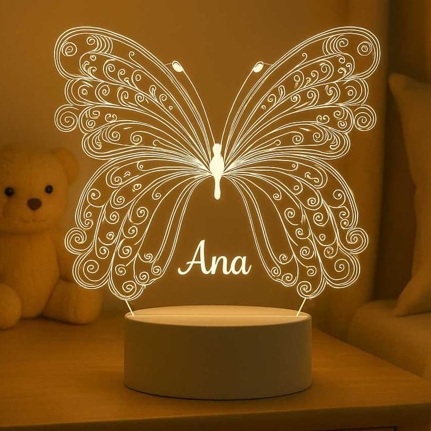 Luminária 7 cores RGB Personalizada Led 3D - Presente, Borboletas, Insetos, Butterfly, ALTA QUALIDADE