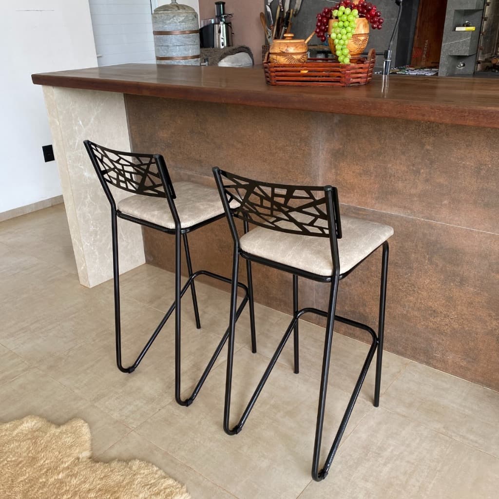 Kit 2 Banqueta Alta Moderna Para Cozinha Compacta Sala De Jantar E Bar Promoção