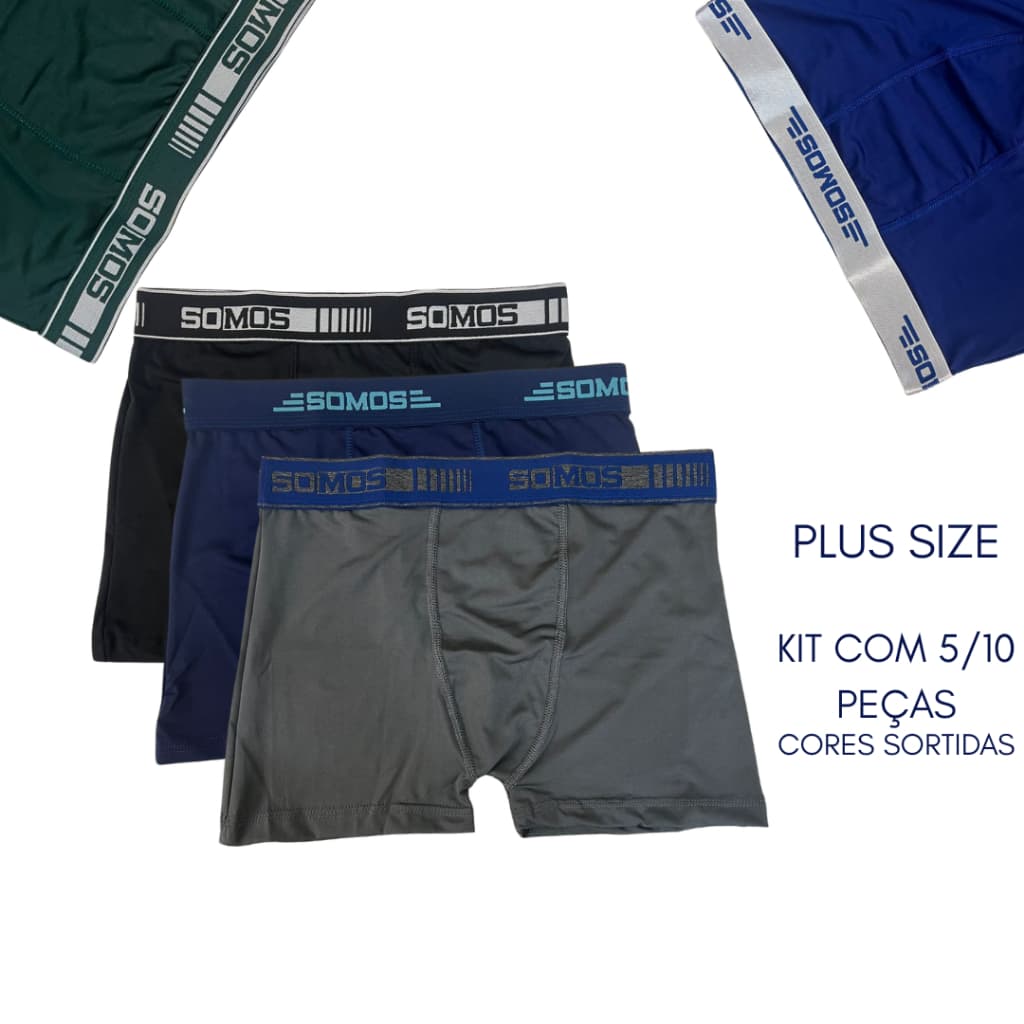 Kit Cueca Boxer Plus Size Microfibra C/Forro 100% Algodão
