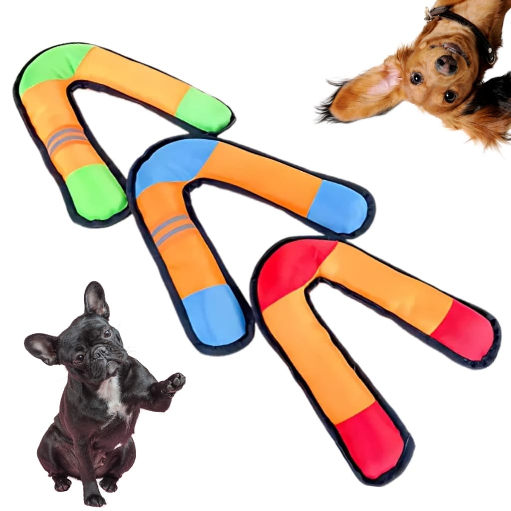 Brinquedo Interativo Mordedor Pet Bumerangue Cachorro e Gato Poliéster Interativo Divertido