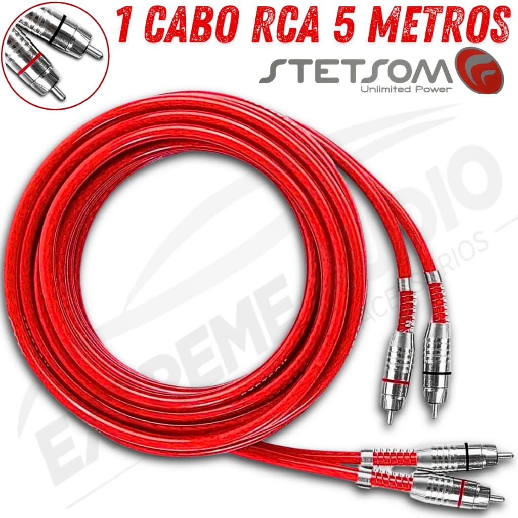 Cabo Rca Som Carro 5 Metros Blindado Stetsom Prata