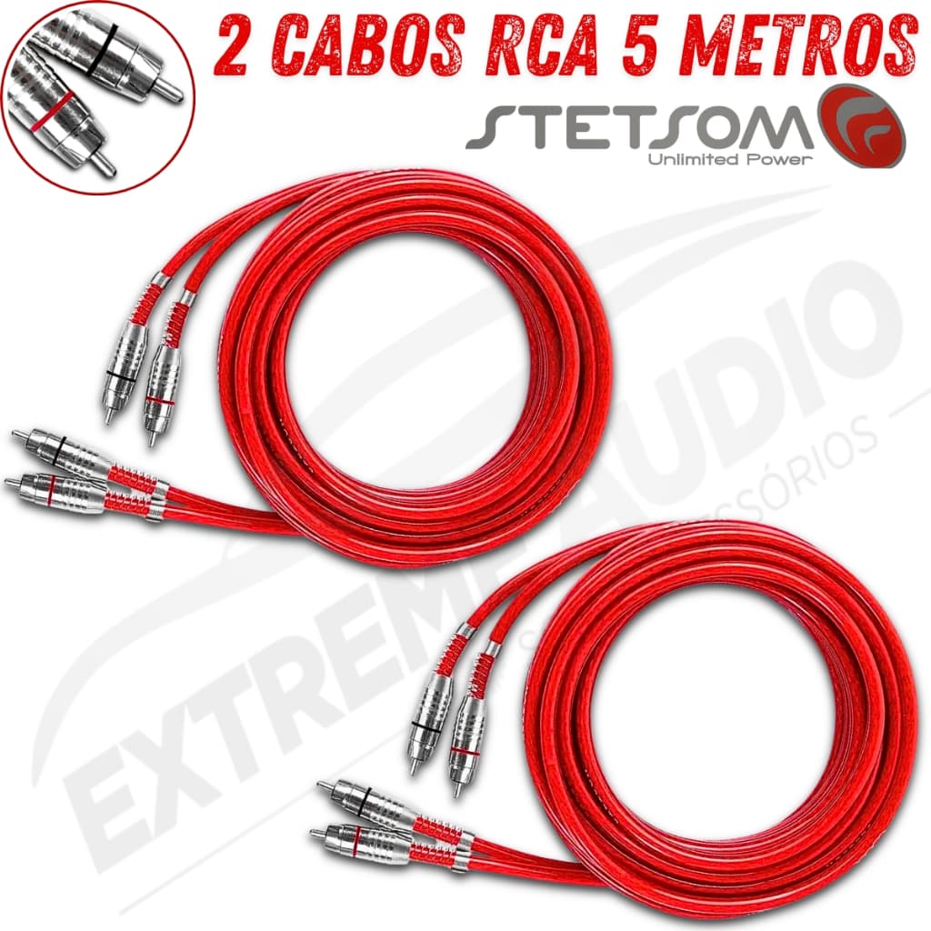 Cabo Rca Som Carro 5 Metros Blindado Stetsom 2 Unid