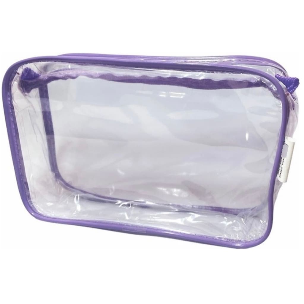 KIT 8 NECESSAIRE 23X15 TRANSPARENTE E LILAS